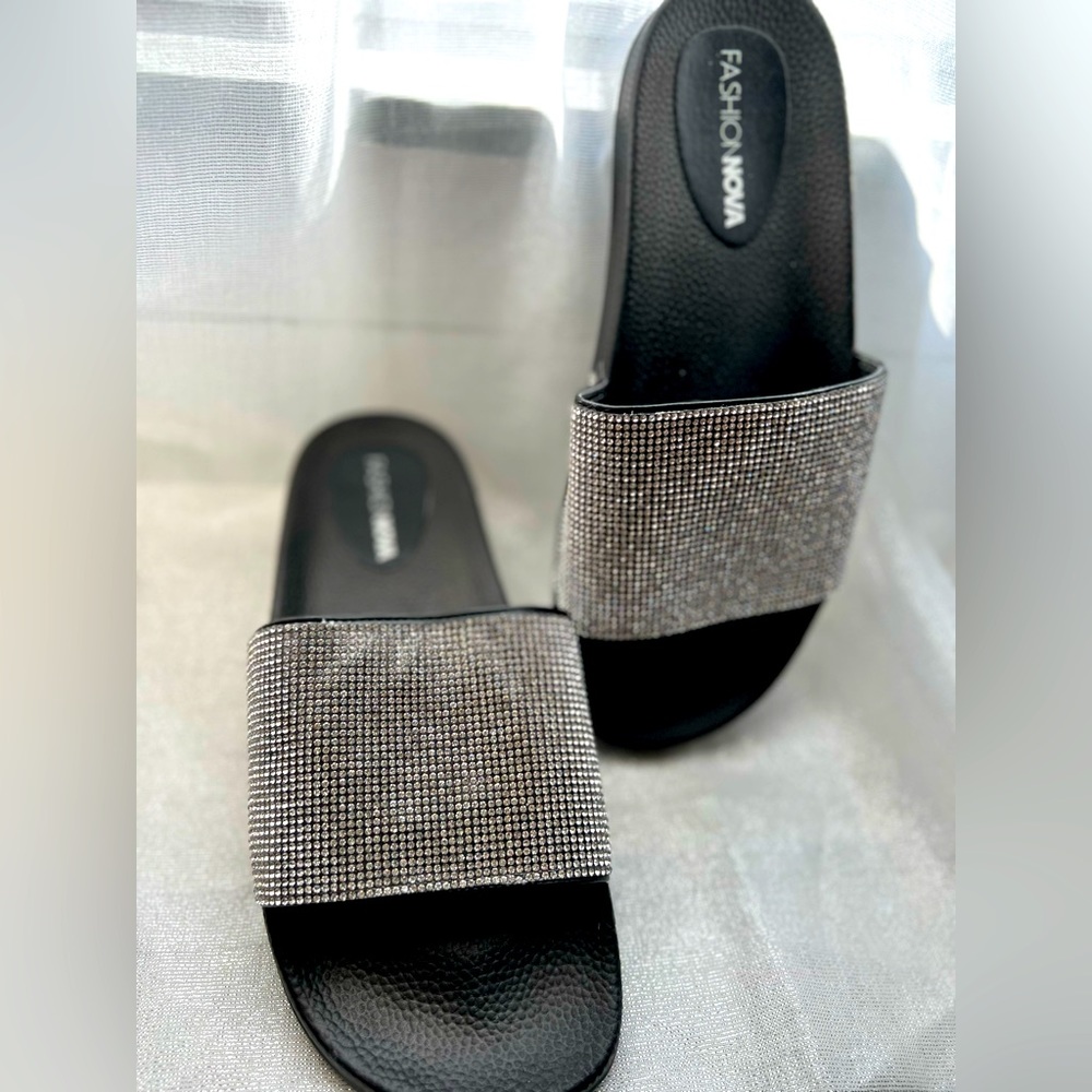 Glitz and Glam Rhinestone Fashion Nova sandals!!